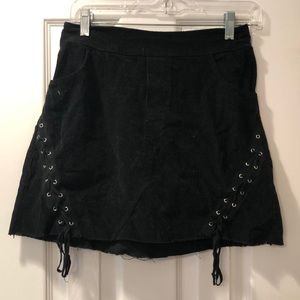 Black Corduroy Skirt with Lace-Up - Never Worn